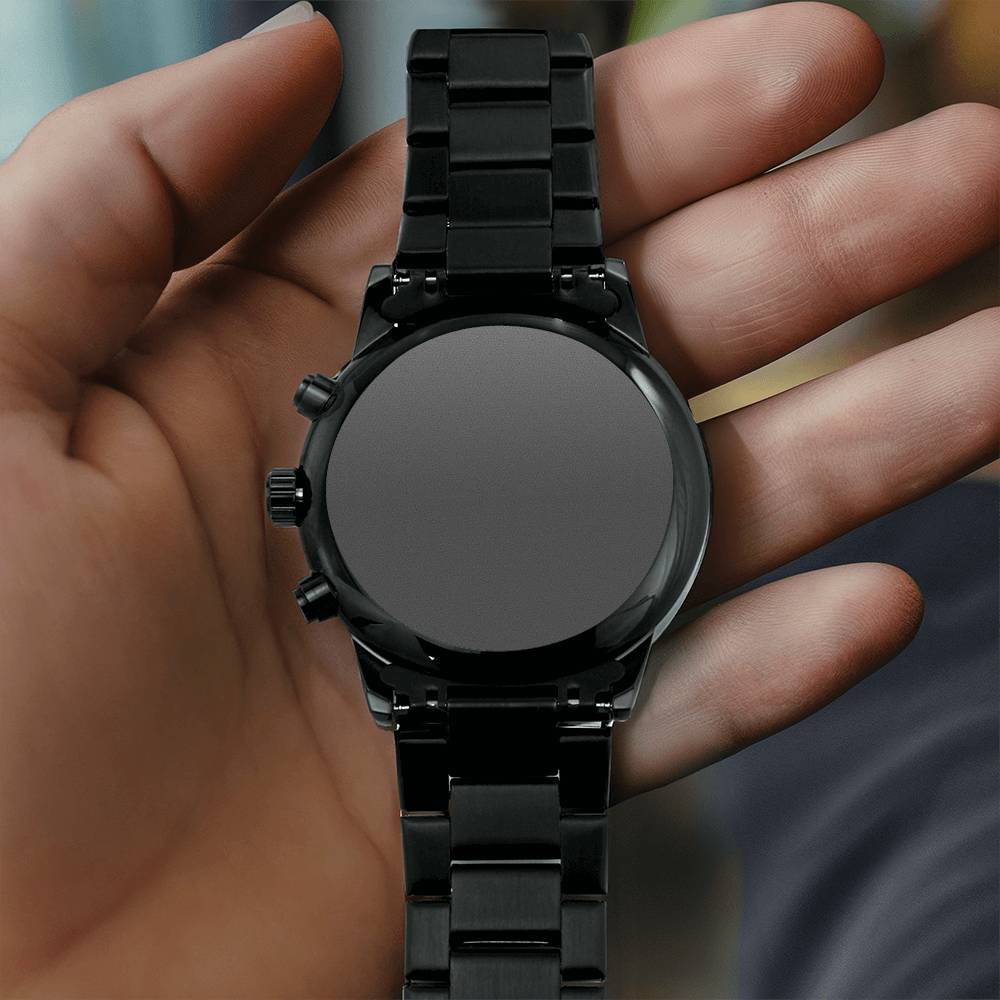 To my son-Engraved Design Black Chronograph Watch