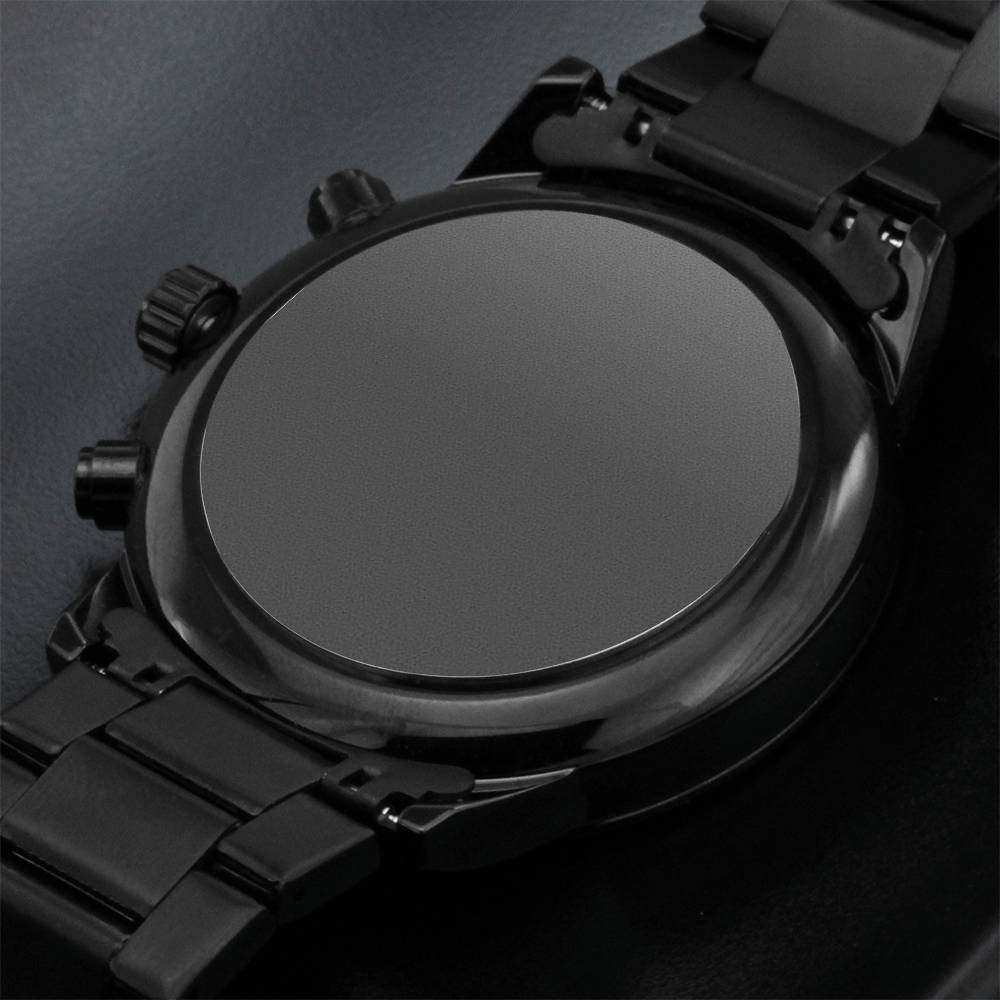 To my son-Engraved Design Black Chronograph Watch