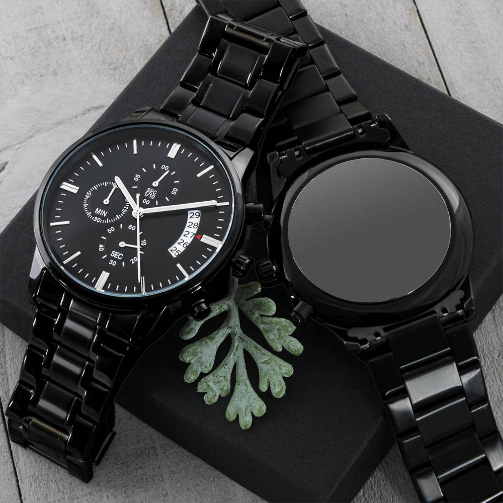 To my son-Engraved Design Black Chronograph Watch