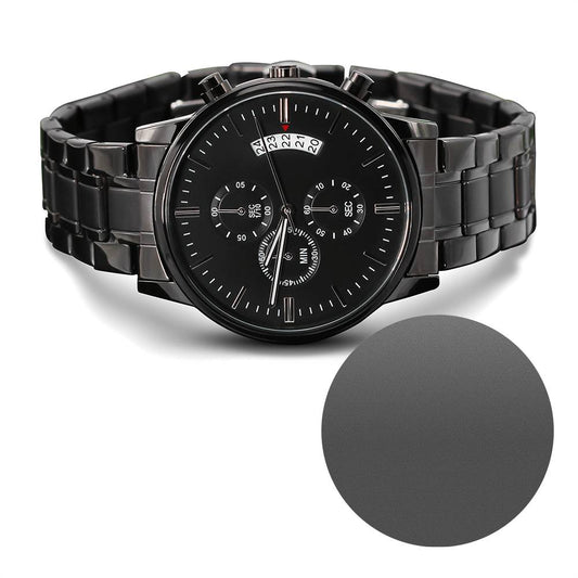 To my son-Engraved Design Black Chronograph Watch