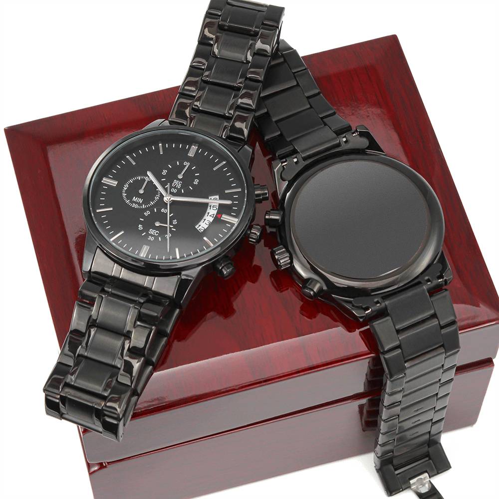 To my son-Engraved Design Black Chronograph Watch